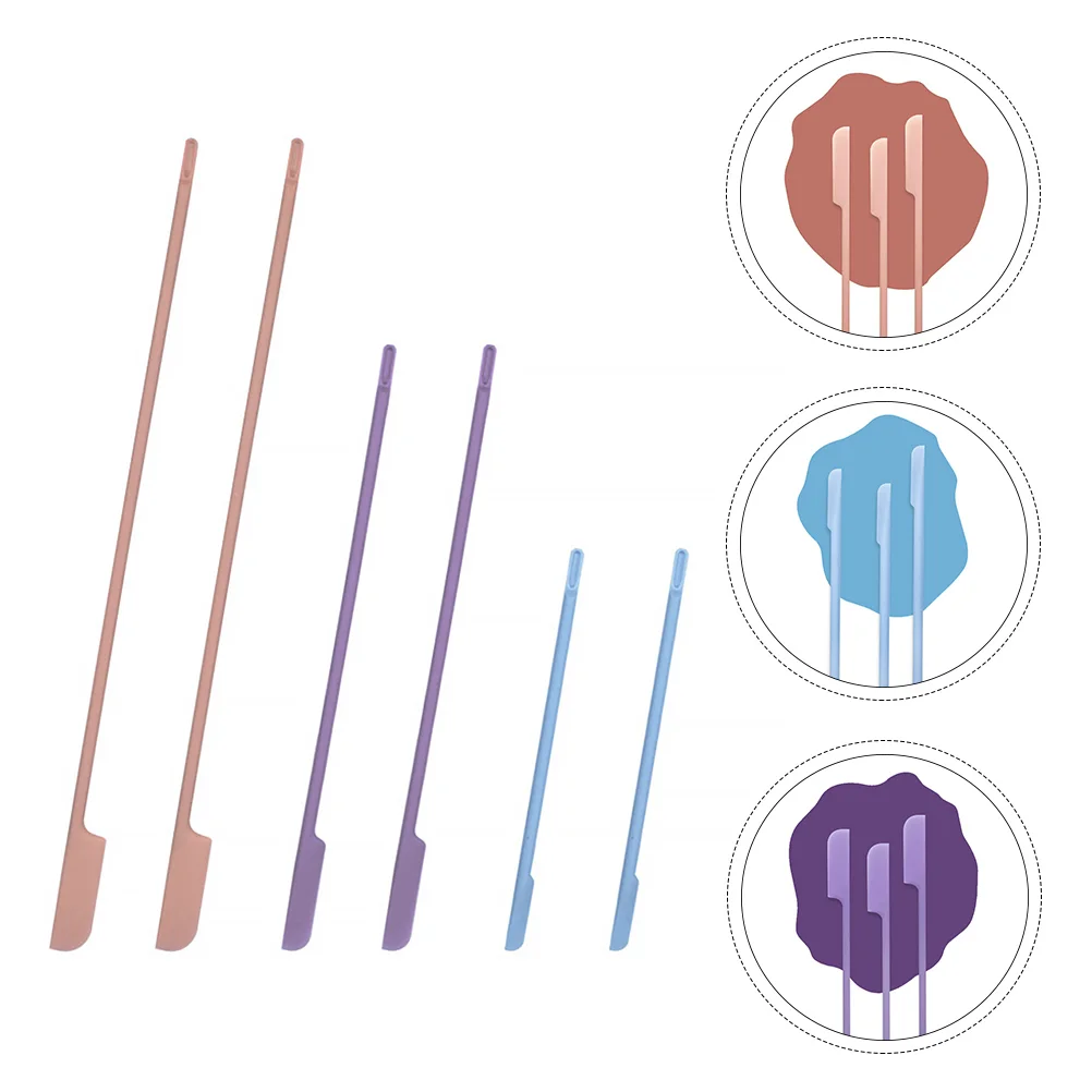 

6pcs Long Handle Silicone Makeup Spatula Last Drop Spatula Bottle Scraper for Women