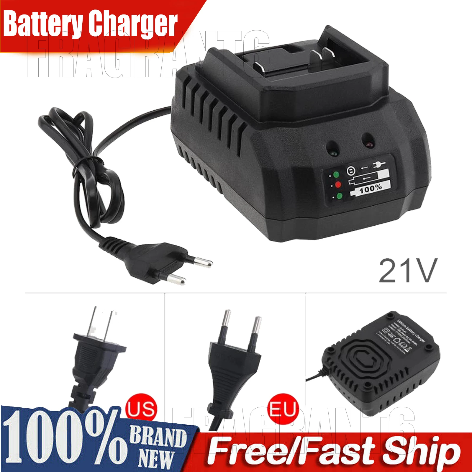 18V 21V 2A Lithium Battery Charger Portable High Power Smart Fast Charger for Electric Screwdriver Drill Power Tool Accessories