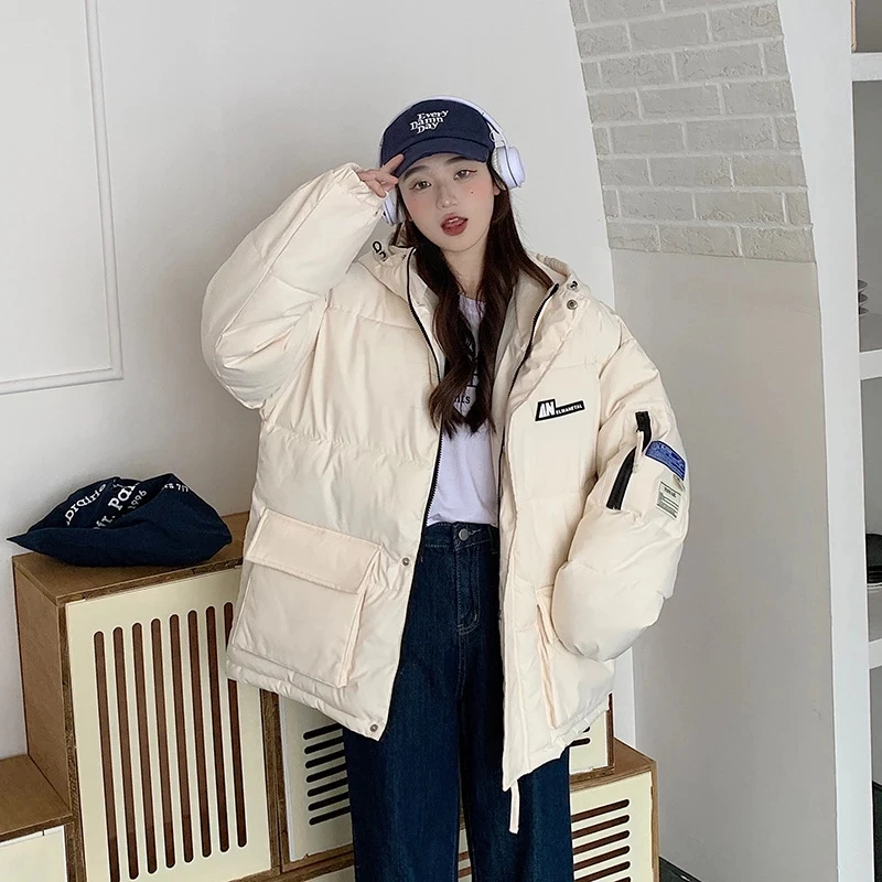Winter Jacket Women Outwear 2022 New Parkas Women Winter Cotton Padded Jacket Warm Thicken Hooded Cotton Coat Loose Bread Coat