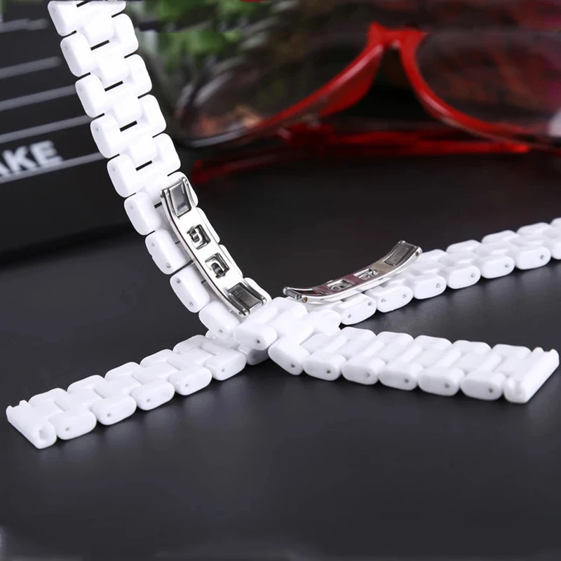 Ceramic Watch strap 14mm 16m 18mm  Watch band for women wristwatch band with tools high quality Bracelet strap for Smart watch