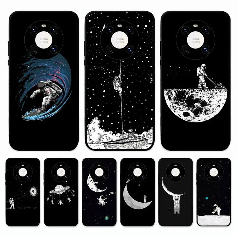 

Moon Astronaut Phone Case for Huawei Mate 20 10 9 40 30 lite pro X Nova 2 3i 7se