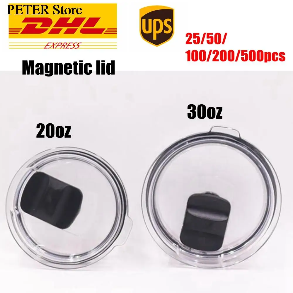

No Logo lid 25/50/200PCS Crystal Clear Magnetic Lid for 30oz 20oz Tumbler Cup Replacement lids Tapa Anti-derrames Lid no logo