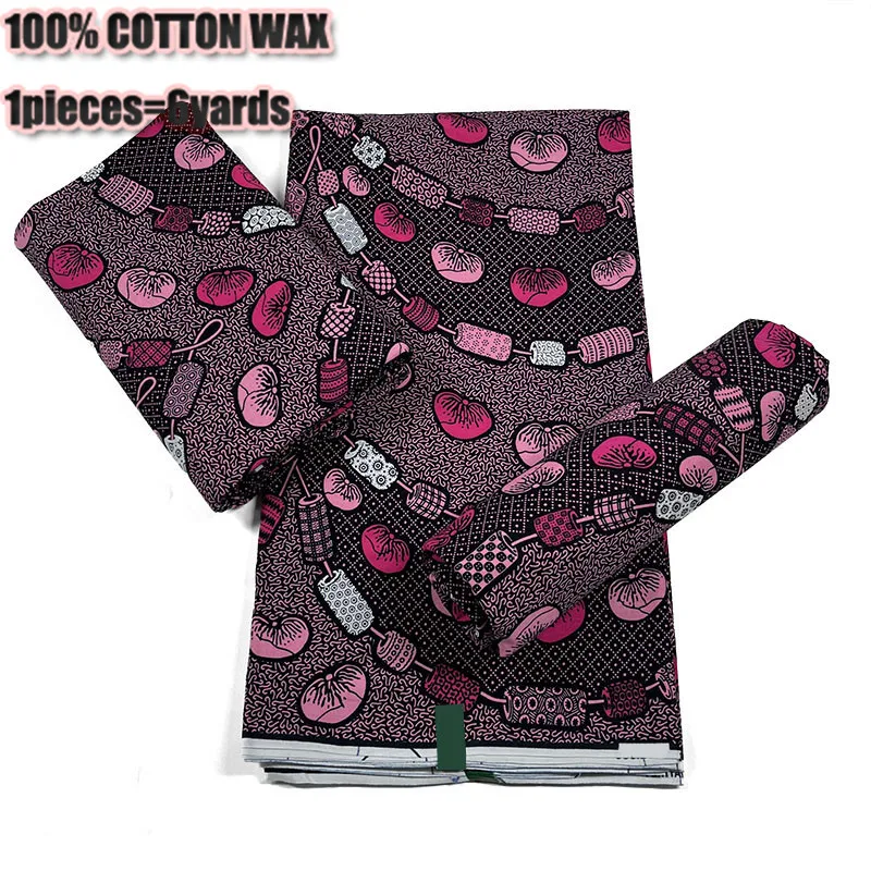 

New African Golden Wax Fabric Cotton Material High Quality Wrap Print Pagne Nigerian Ankara Soft Sewing 6yards Wedding Dress