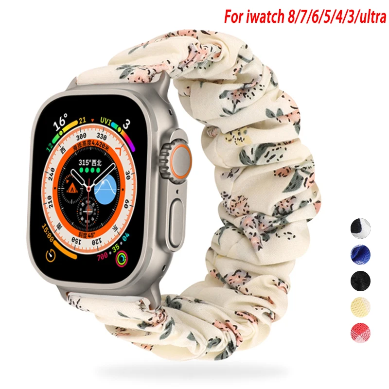 

Scrunchie Strap for Apple watch band 44mm 40mm 38mm 42mm 45mm 41mm Solo Loop watchband bracelet belt iWatch series 7 6 SE 5 4 3