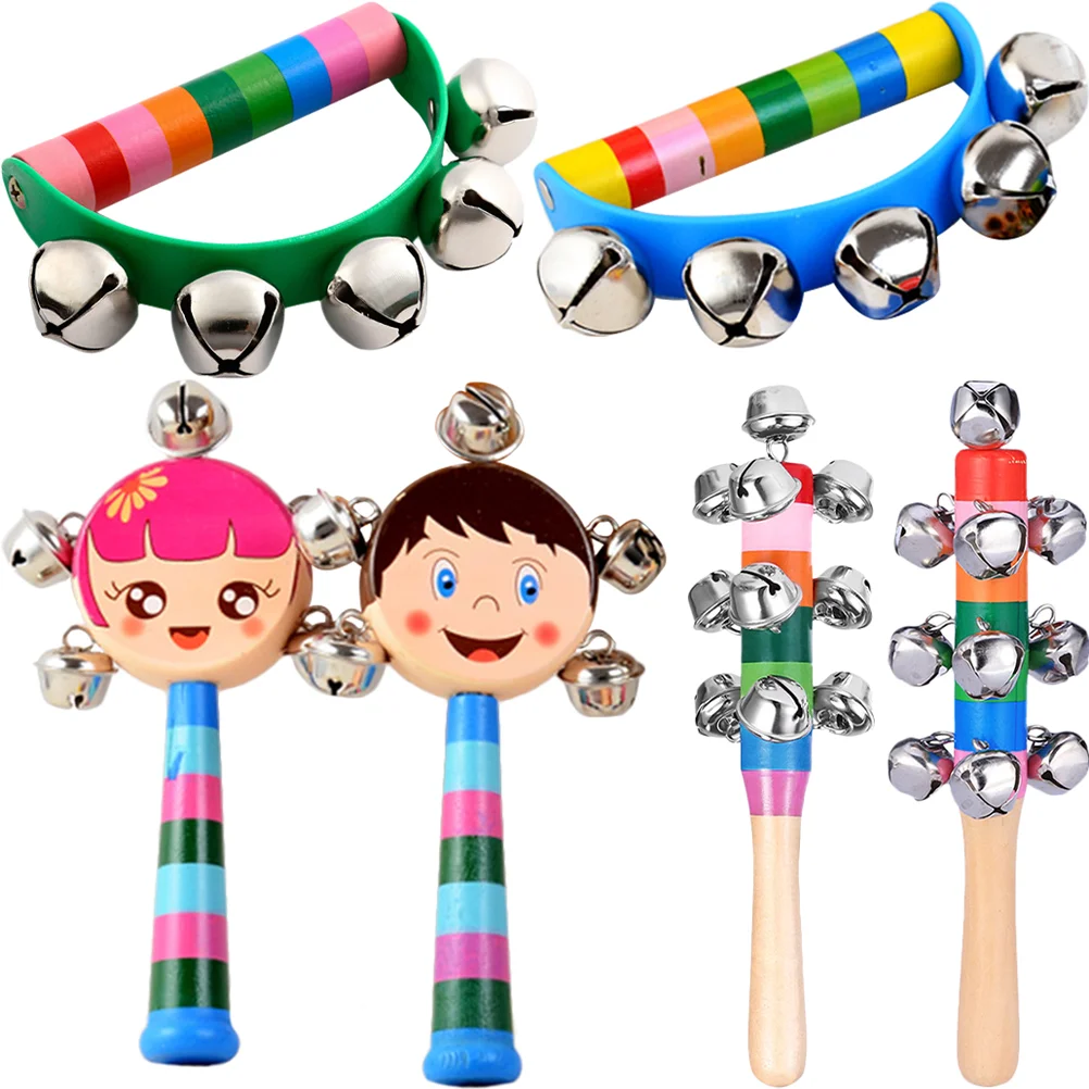 

6pcs Early Education Hand Bells Cartoon Rattles Children Musical