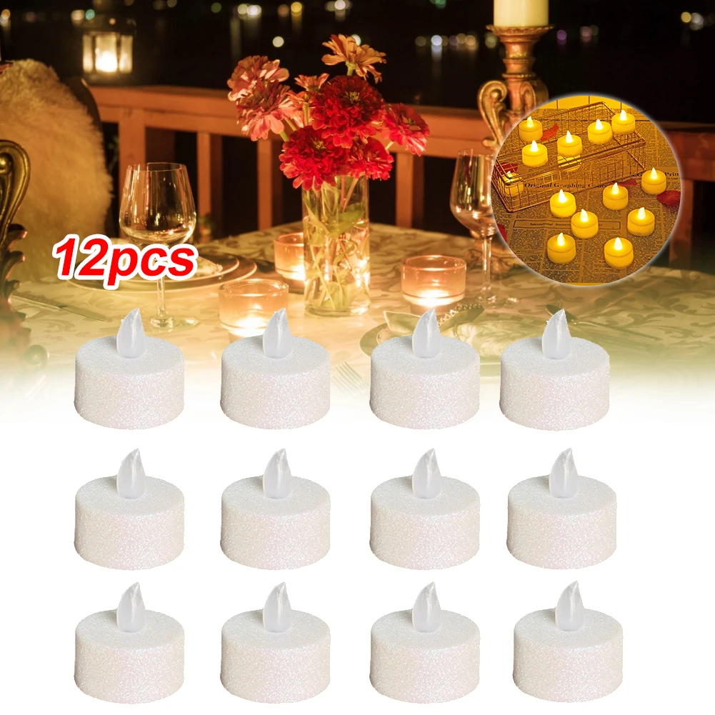 

12PCS Flameless LED Tea Light Candles Operated Flickering Tealights For Valentine's Day Wedding Table Party Decor Easter Candle