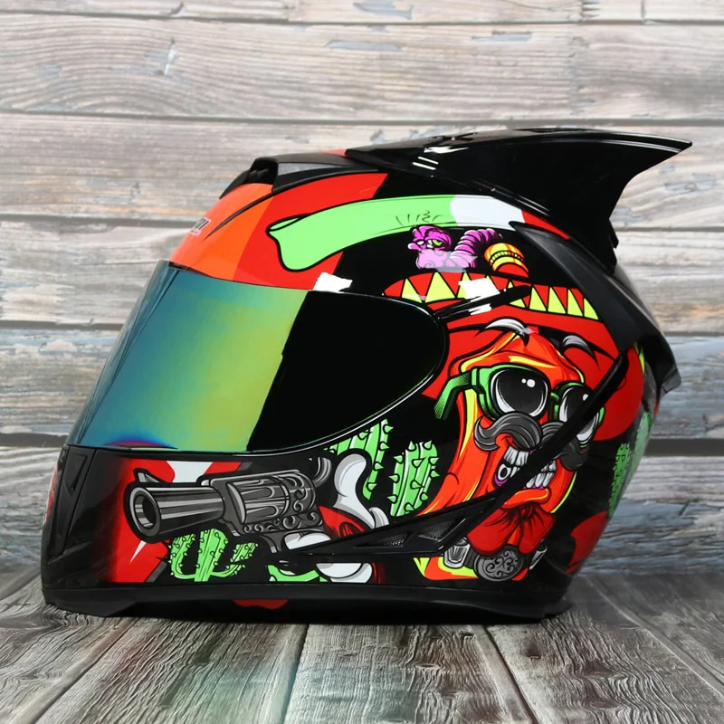 Suitable for motorcycle helmet Full helmet Personalized four season double lens motorcycle warm fog helmet enlarge