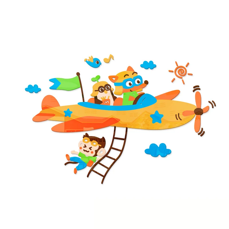 Маленький 3D трехмерный акриловый настенный интерьер для детского сада