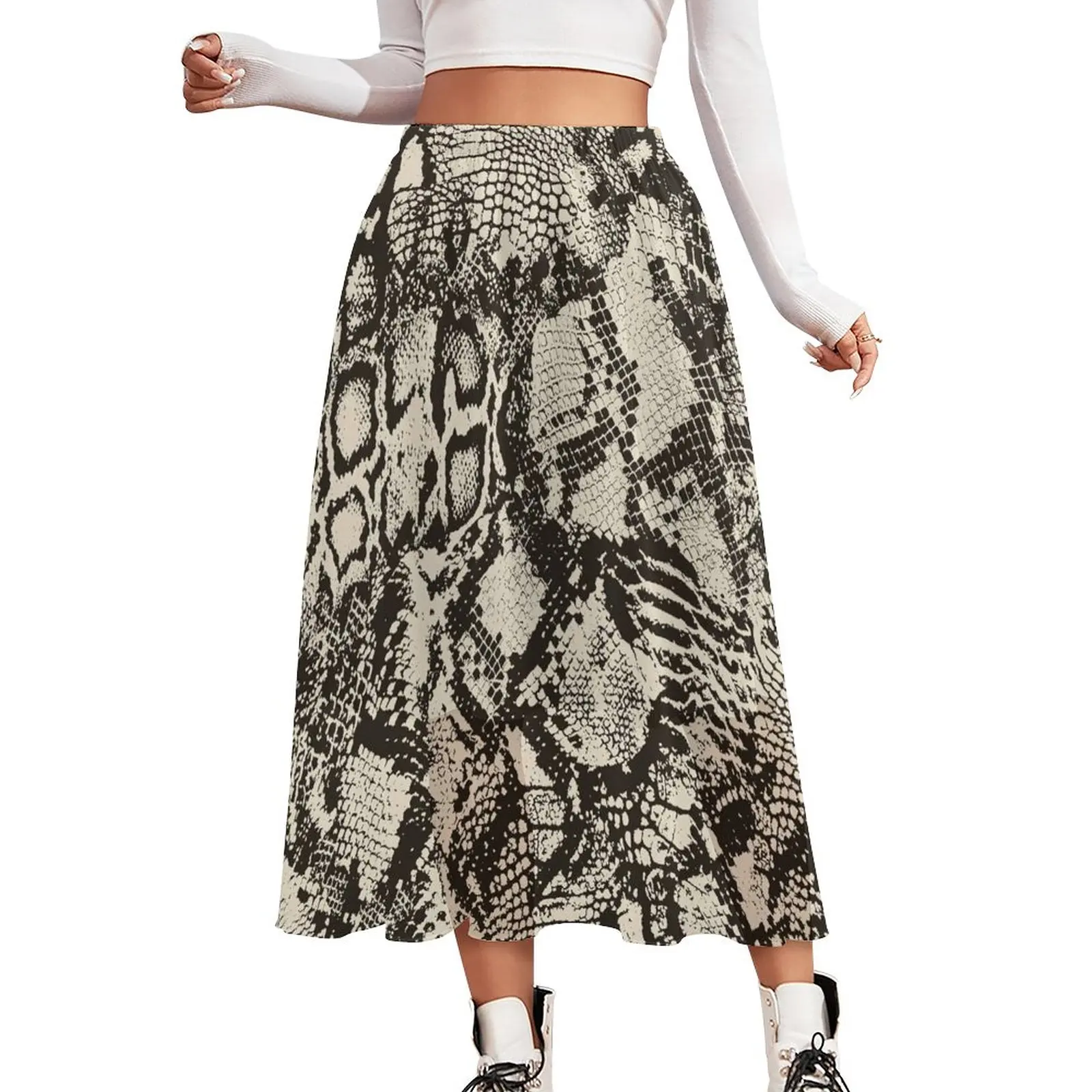 

Vintage Snakeskin Skirt Snake Skin Print Animal Beach Long Skirts Print Casual Skirt Summer Aesthetic Clothes Big Size 3XL 4XL