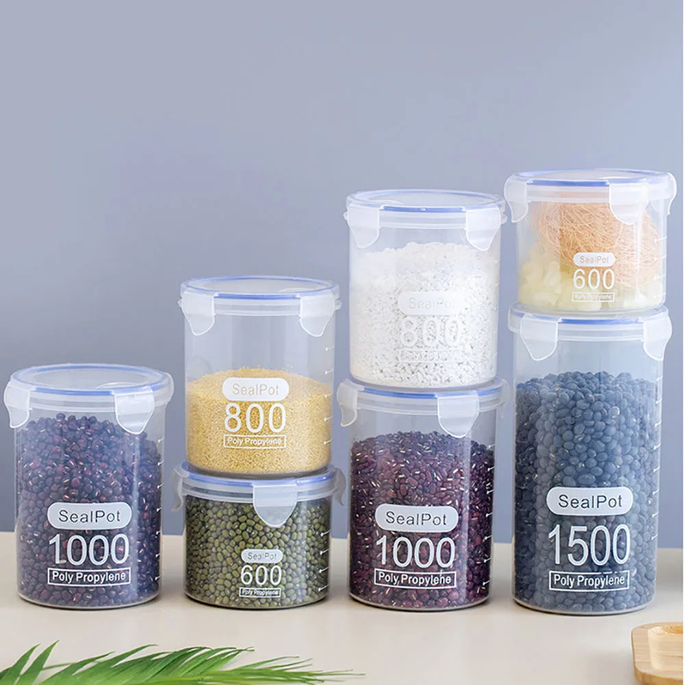 

Storage Jars Food Storage Container Plastic Sealed Jars Moisture Proof Kitchen Transparent Sealed Cans Herb Tea