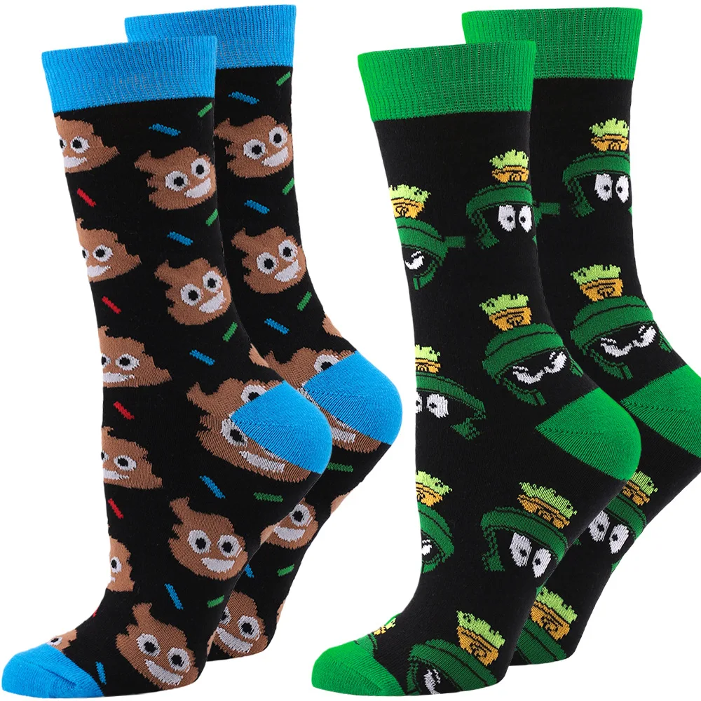 

Funny Poop Pattern Cotton Men Crew Sock Suprise Gift Husband Cute Street Socks Novelty Funky Harajuku Black Blue Green