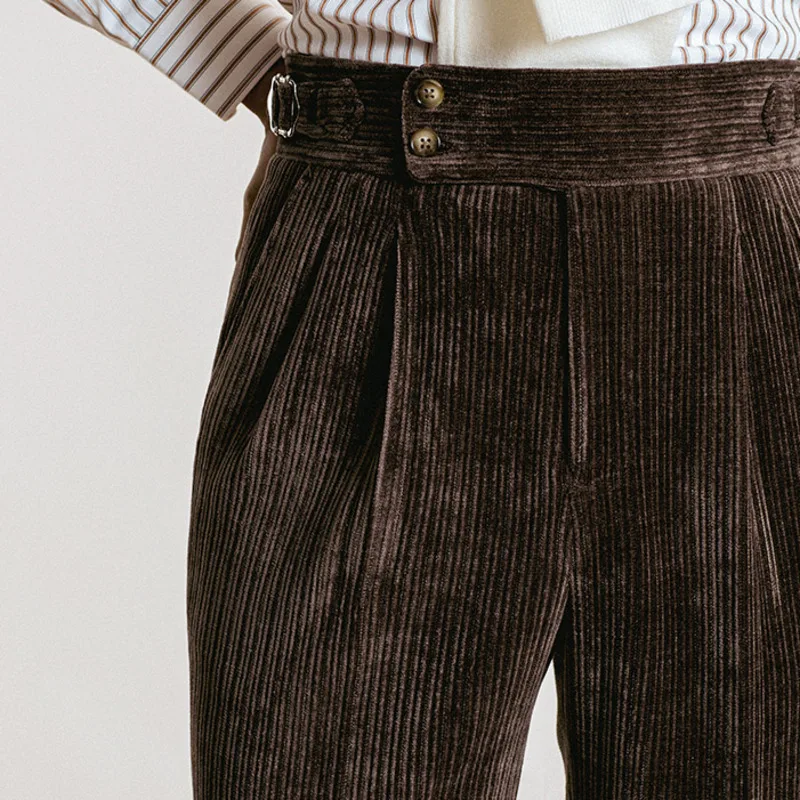 

Строгие мужские итальянские брюки 3 цветов, деловые мужские брюки, вельветовые брюки, качественные строгие брюки с высокой талией
