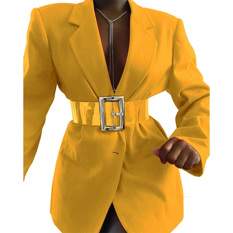 Women's Autumn Fashion New Long Sleeve with Belt 2022 Fall Women's Long Sleeve Hollow Slim Elegant Casual Long Chic Blazer