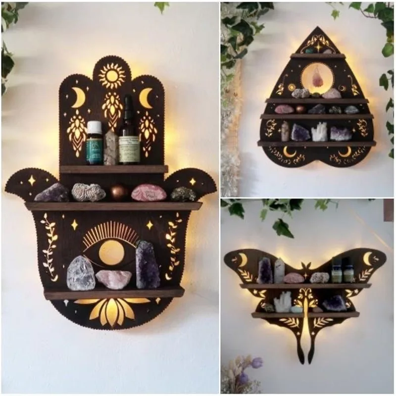 

Art Essential Oil Hanging Rack Wall Hanging Pendant Home Display Rack Moonlight Storage Wooden Frame Bedroom Storage Rack Rack