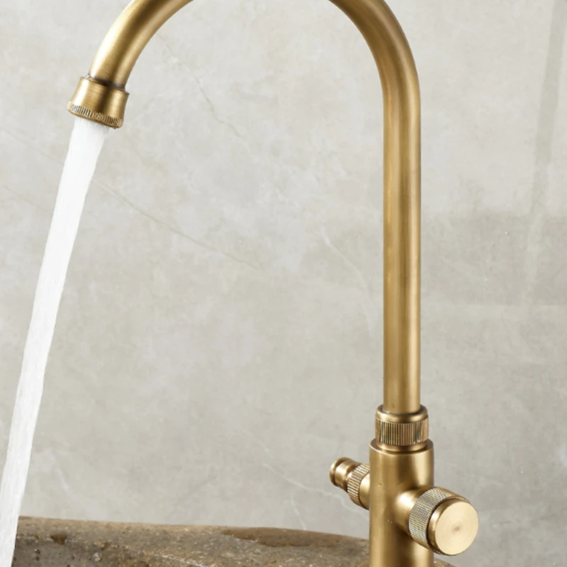 

Antique copper splash-proof washstand basin can be connected with water pipe single cold water faucet household bathroom basin f