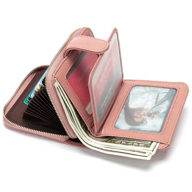 Short Genuine Leather Wallet Women First Layer Cowhide Card Holders High Capacity Female Billfold Multifunctional Coin Purses