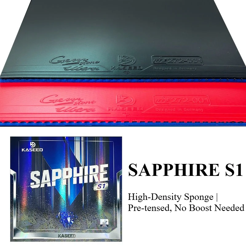 Фото Накладка для настольного тенниса KASEED SAPPHIRE S1, синяя, с губкой высокой плотности, одобренная ITTF, для топспинов и быстрой атаки №2