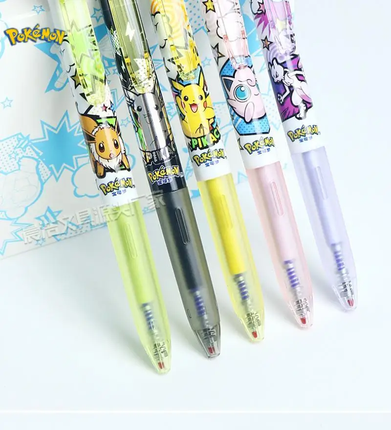 

10Pcs Pokemon Pikachu Gel Pen Kawaii Anime Mewtwo Jigglypuff Eevee Bullet Nib 0.5Mm School Office Student Study Supplies Gift