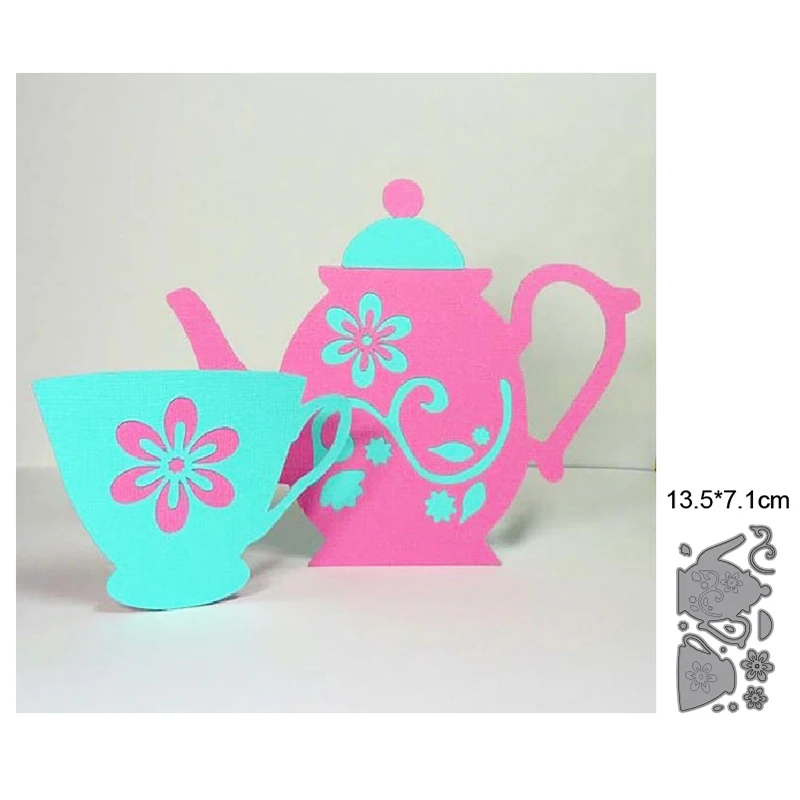 Teapot And Cup 2022 New Metal Cutting Dies Decoration Scrapbooking Knife Blade Paper Punch Stencils Album Embossing