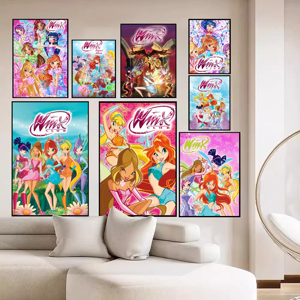 Мультяшный W-winxS C-клубный плакат самоклеящаяся искусственная фотография комната