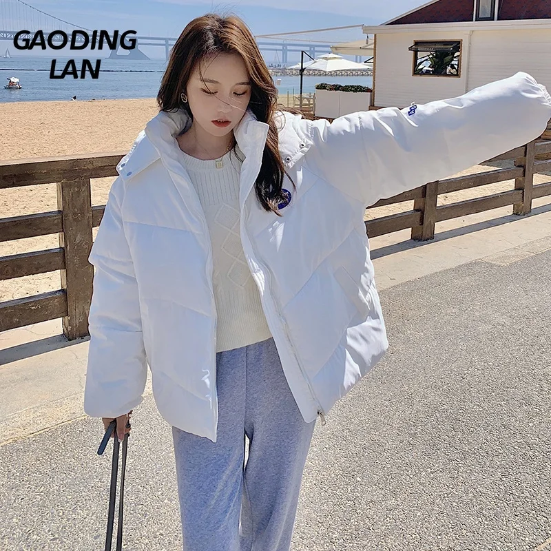 

Женские свободные парки больших размеров, зимняя сохраняющая тепло Женская куртка с длинным рукавом, Корейская винтажная толстовка, пуховые пальто с хлопковой подкладкой для дам