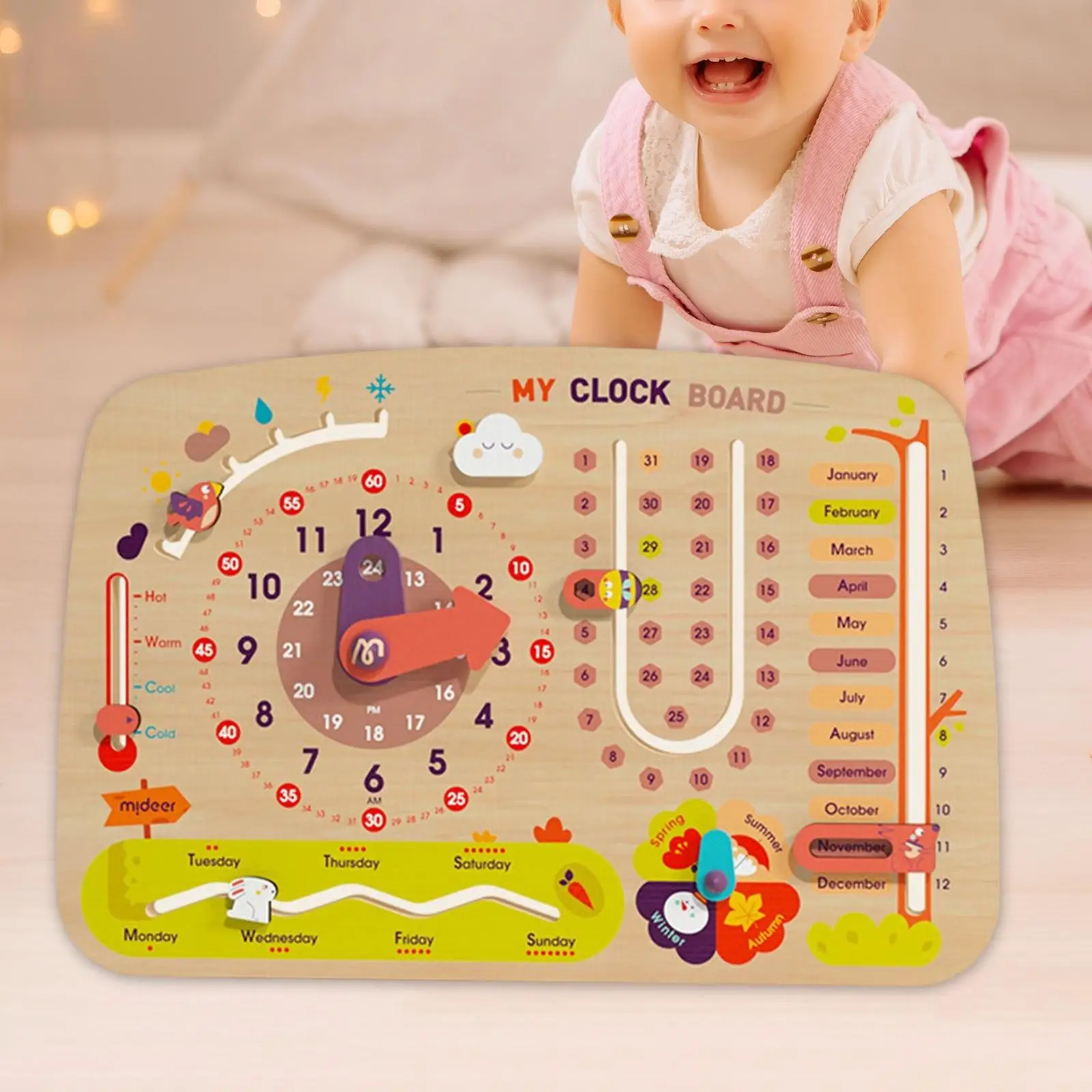 

Kids Clock Calendar Early Learning Toy Days Clock Months Teaching Clock Learning Materials for Boys Girls Toddlers Kids 4 5 6