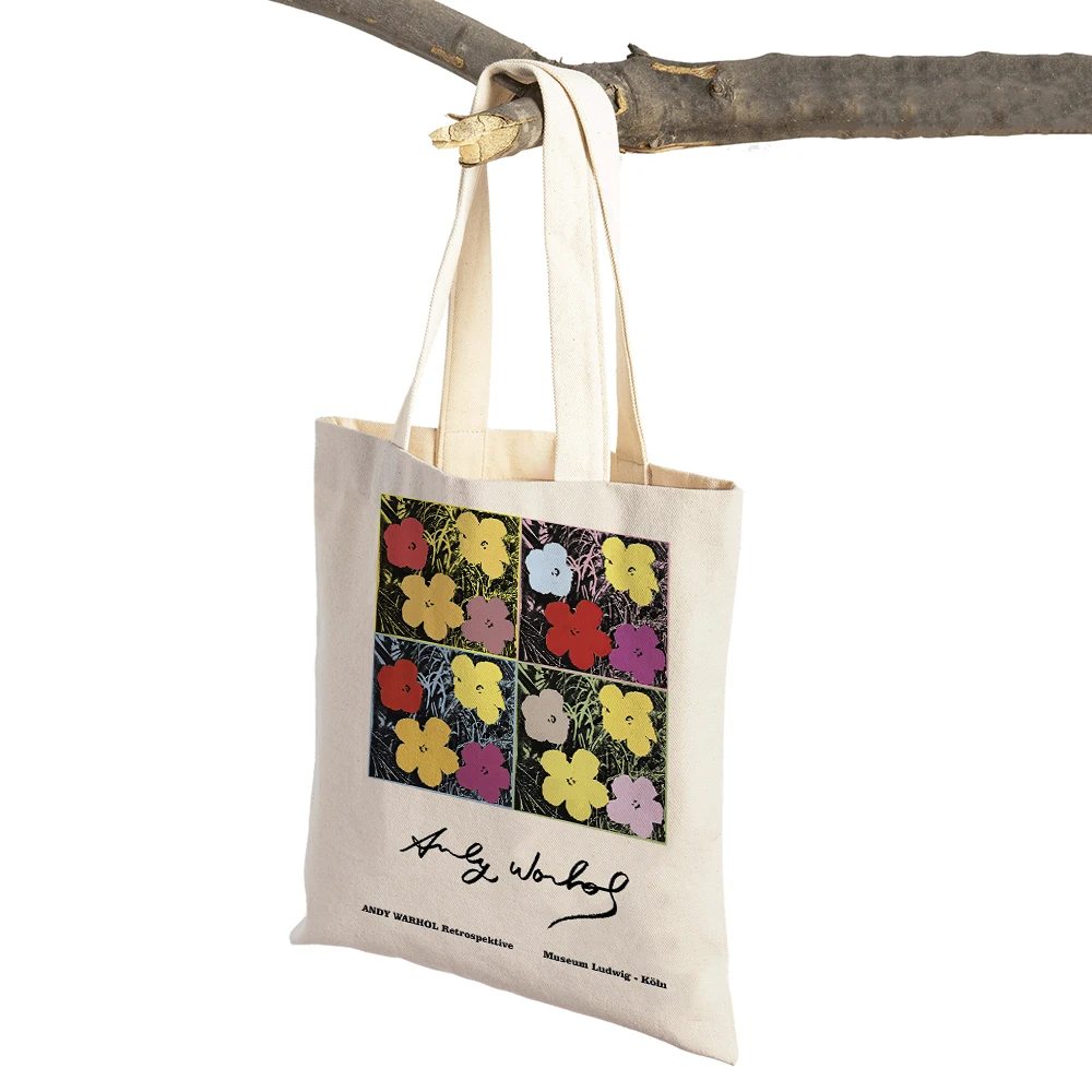 

Женская тканевая сумка-шоппер с принтом Andy Warhol Sunset, с рисунком кота, крупного рогатого скота, банана