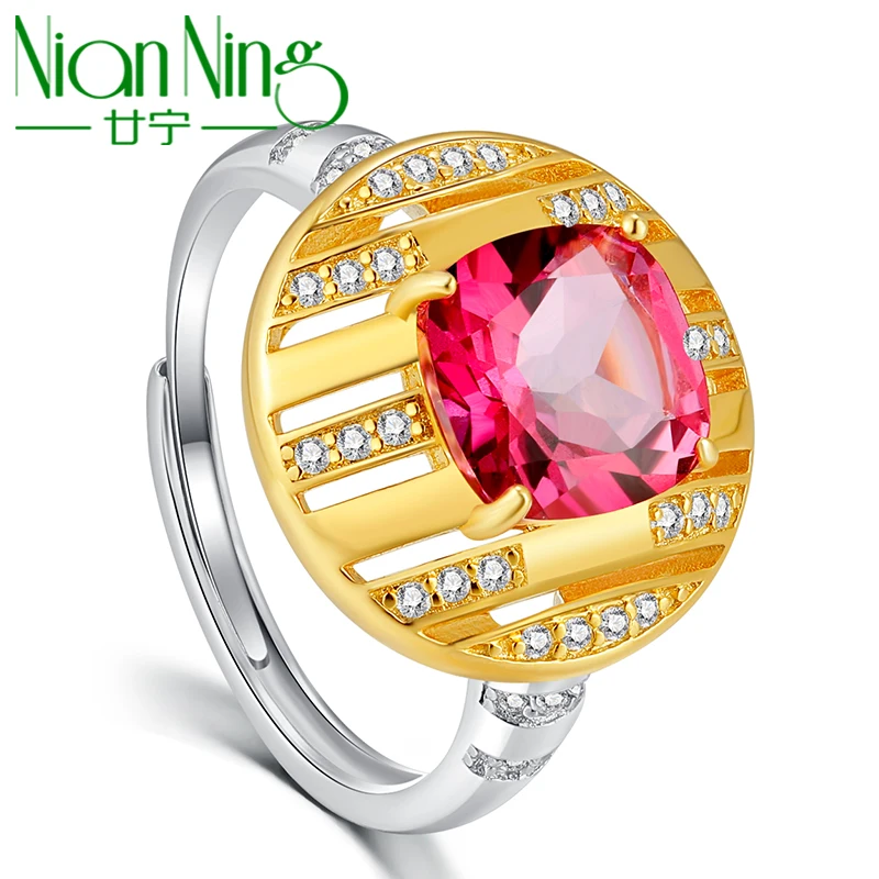 

Кольца NianNing из 100% стерлингового серебра 925 пробы с топазом, новинка 2022, трендовые женские обручальные кольца с красными камнями и драгоценными камнями, Изящные Ювелирные изделия S925, 3419