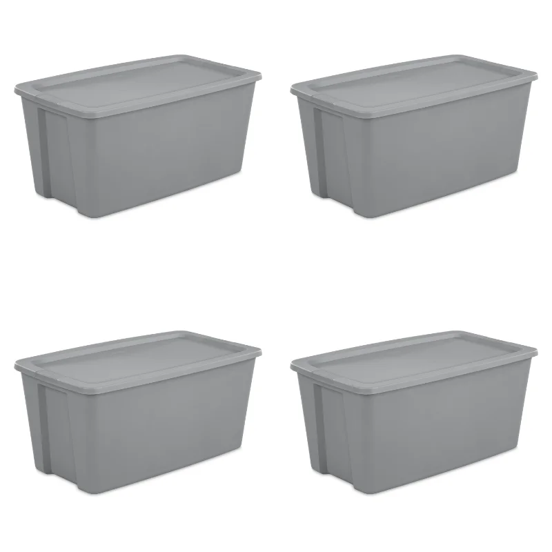 

Sterilite 50 Gallon Tote Box Plastic, Titanium, Set of 4