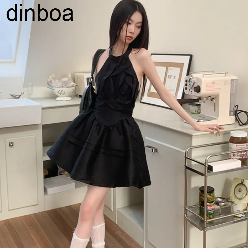 

Dinboasummer, черное платье без рукавов с цветочным принтом, женская сексуальная модная облегающая простая темпераментная одежда, новинка 2023, женская одежда, однотонная мини-юбка