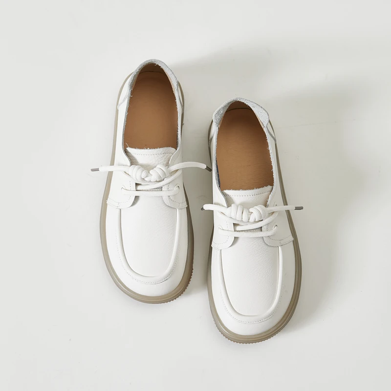 AIYUQI Genuine Leather Sneakers Women 2023 New Lace-up Women Loafers Casual Flat Cow Tendon Sole Nurse Shoes Women