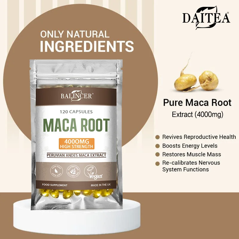

Balincer Organic Maca Root Capsules -Support Reproductive Health, and Boost Stamina & Strength, Helps Balance Menopausal Mood