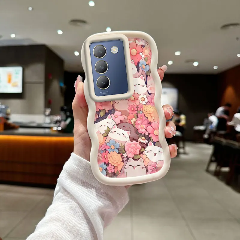 Фото Цветы и котята для vivo V40 SE Противоударный гибкий дизайн Идеально подходит для моды vivo V Y T 3 51 33 28 30 53 S Lite (ME) SE №2