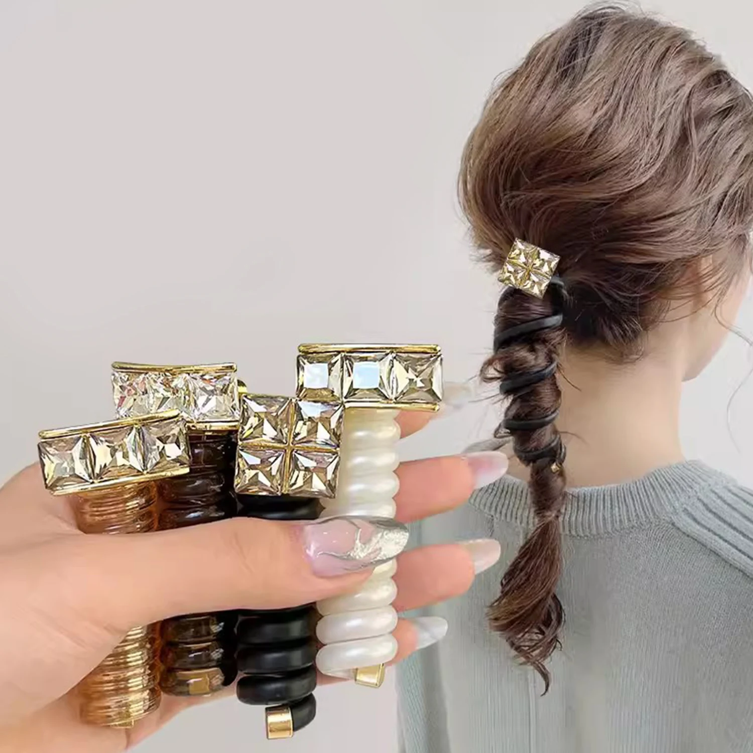 

1Pcs Telephone Wire Hair Ties Women Girls Solid Color Elastic Hair Bands Spiral Coil Rubber Bands Ponytails Hair Accessories