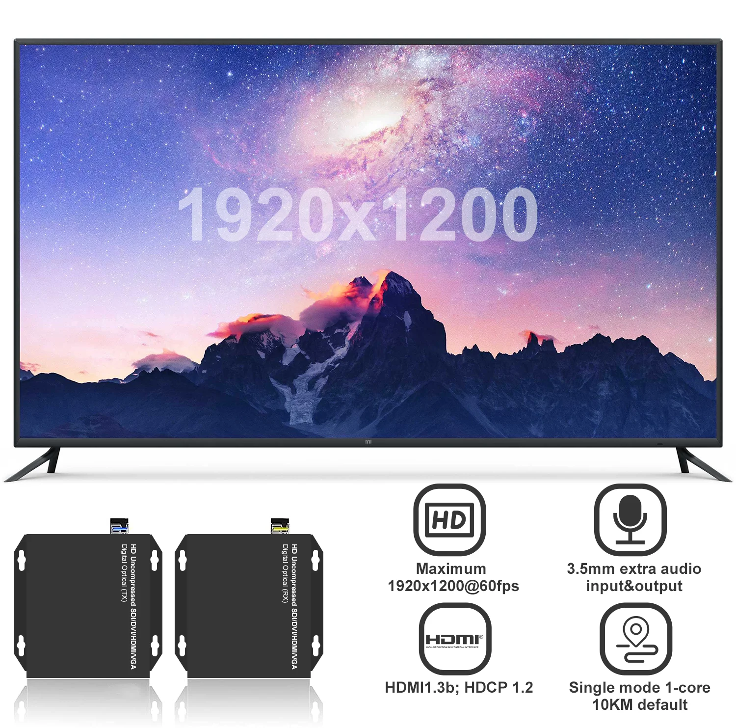 Фото Несжатый HDMI-удлинитель на 20 км по оптоволокну, LC HD HDMI оптоволоконный удлинитель №4