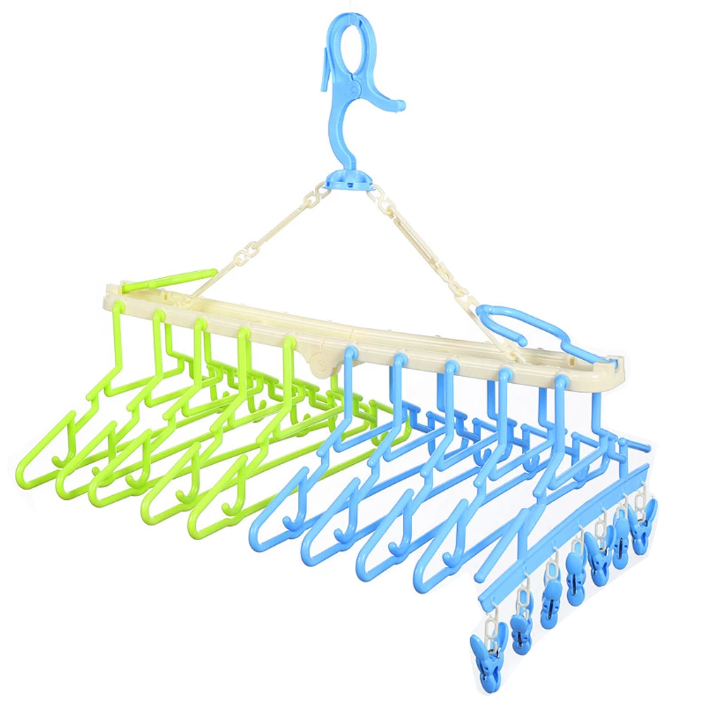 

10 In 1 For Baby Hook Storage Underwear Hanging Socks Drying Rack Home Anti Slip With Clips Clothes Hanger Adjustable Windproof