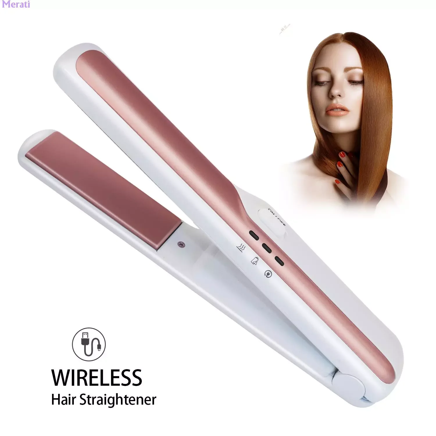 

NEW2023 2 IN 1 Flat Iron Hair Straightener&Curles Wireless Hair Styling Tool Ceramic Coating Iron Hair Waver Fast Heating Cr
