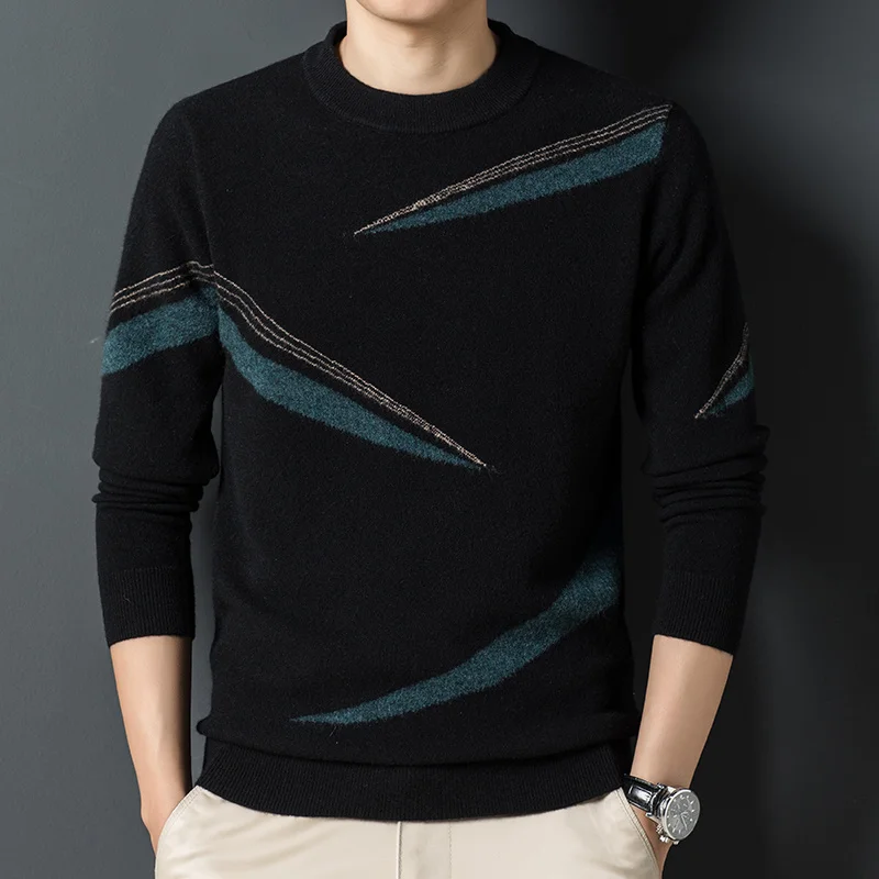 sweater Men's 2022 new leisure trend round neck knitted bottomed sweater pure wool Pullover Sweater sweater