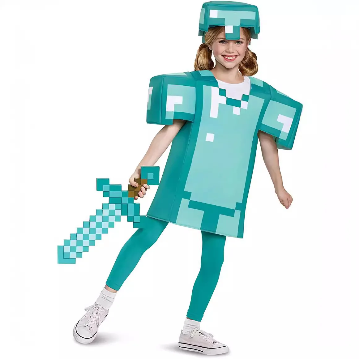 Фото 45-сантиметровый игрушечный меч Стивена из игры Minecraft с дизайном синего алмаза, пластиковая игрушка, прекрасный подарок на день рождения или для косплея. №5