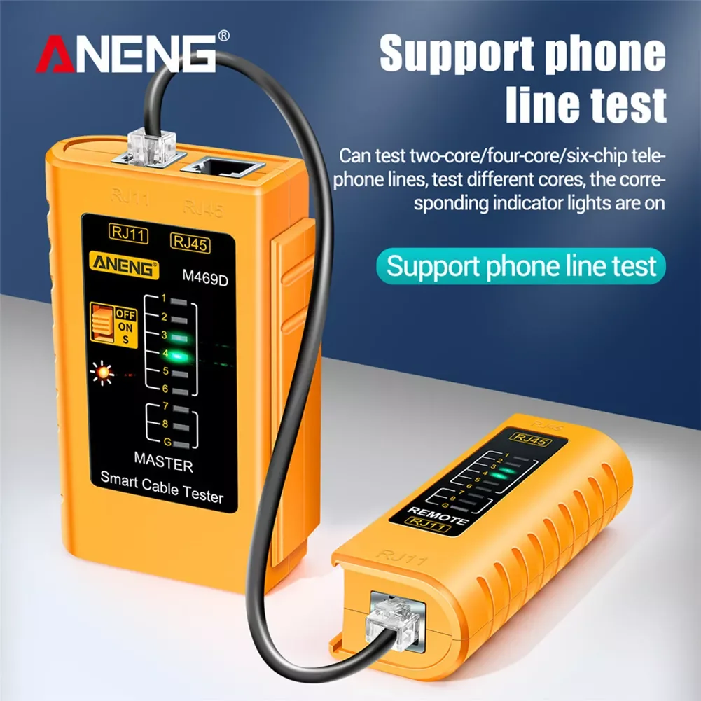 

Тестер сетевого кабеля ANENG M469D, тестер RJ45 RJ11 RJ12 CAT5 UTP lan кабеля, сетевой инструмент для ремонта сети