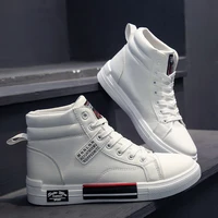 fashion leather mens canvas shoes 2022 autumn high top casual shoes for men non slip student male sneakers new winter footwear