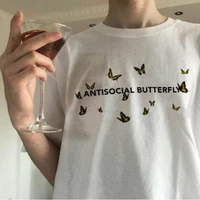 harajuku antisocial butterfly streetwear tops women t shirtsgraphic tee summer ladies tops cute casual aesthetic clothes t shirt