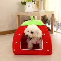 2022 fashion winter warm cushion basket animal bed cave soft strawberry leopard pet dog bed cat house tent kennel pet product d