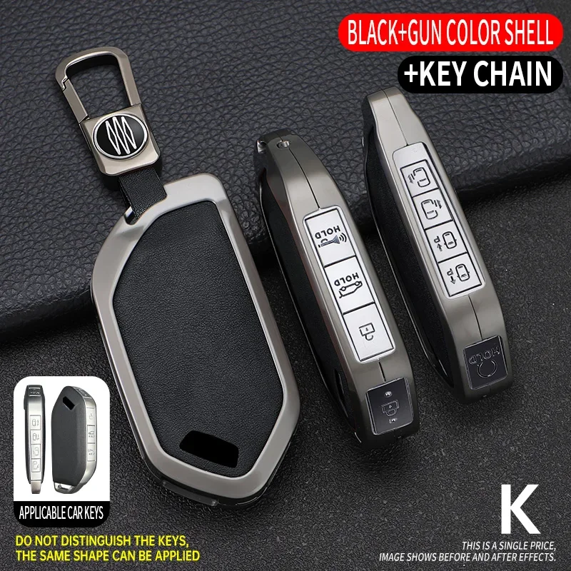 

Металлический кожаный чехол для ключей от автомобиля, чехол для Kia Picanto Sorento MQ4 Carnival KA4 Morning K5 Carens EV9 Seltos 2024 2025