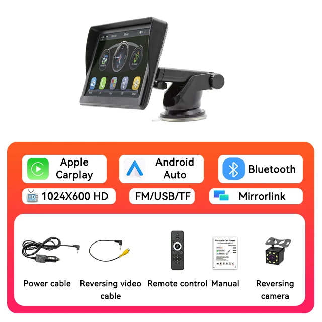 

7-дюймовый Портативный Автомобильный MP5-плеер, Умное Стерео-радио, Bluetooth, FM, Беспроводной Carplay, Android Auto