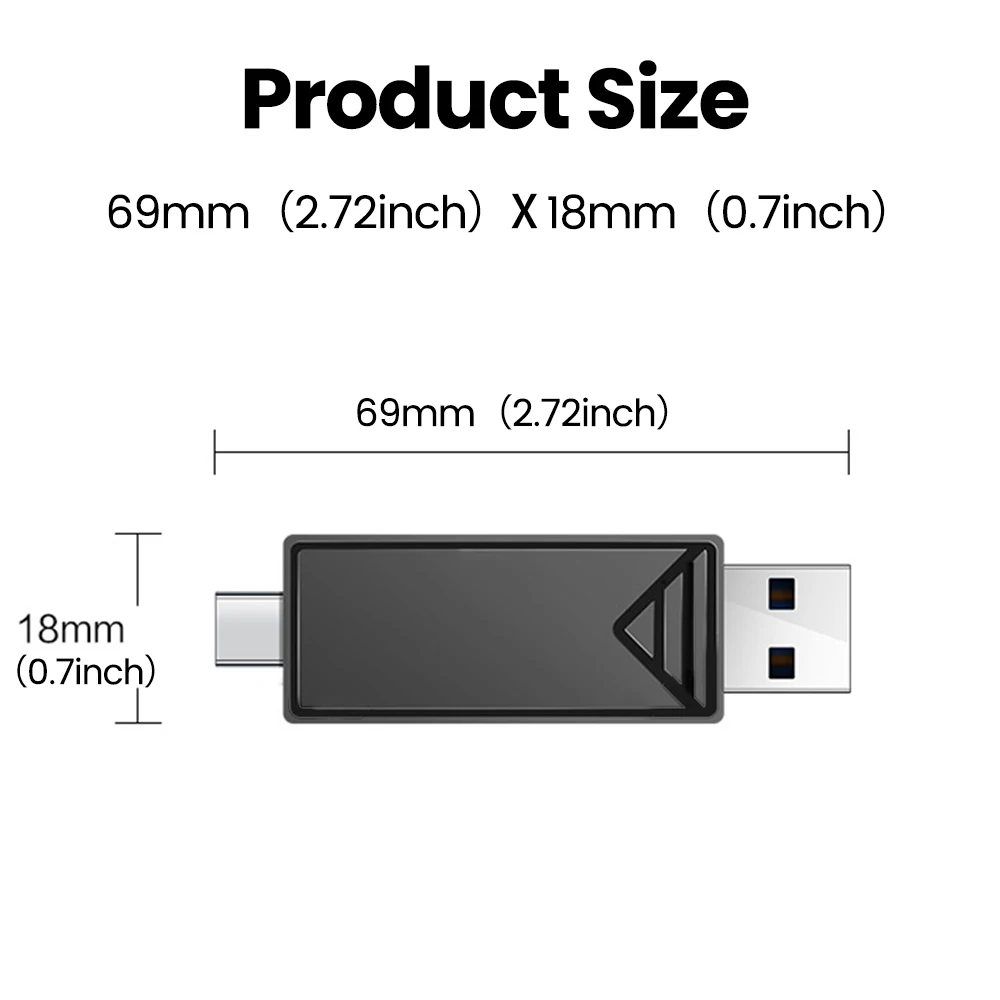 Фото USB-кардридер 2 в 1 USB 2.0/3.0, высокоскоростной адаптер для карт памяти TF/SD, USB Type-C, для ПК и ноутбуков №4