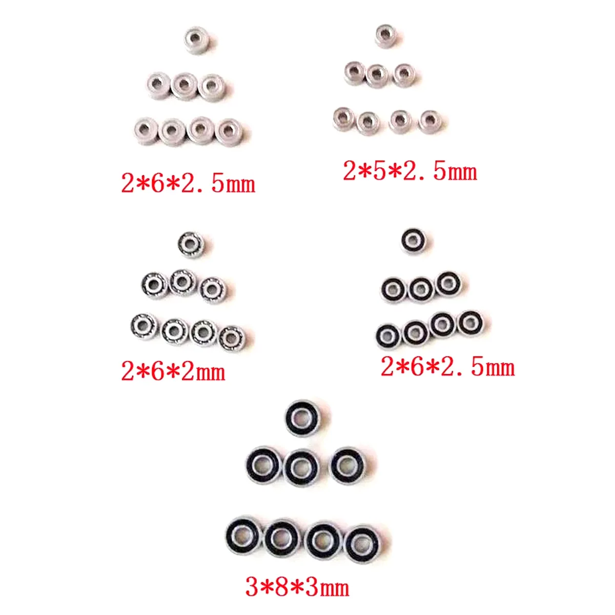 

10 Pcs 520/620 Bearing 5mm/6mm Guide Roller Bearings for Tamiya Mini 4WD RC Car Spare Parts 2*6*2.5mm 2*5*2.5mm 3*8*3mm 5*9*3
