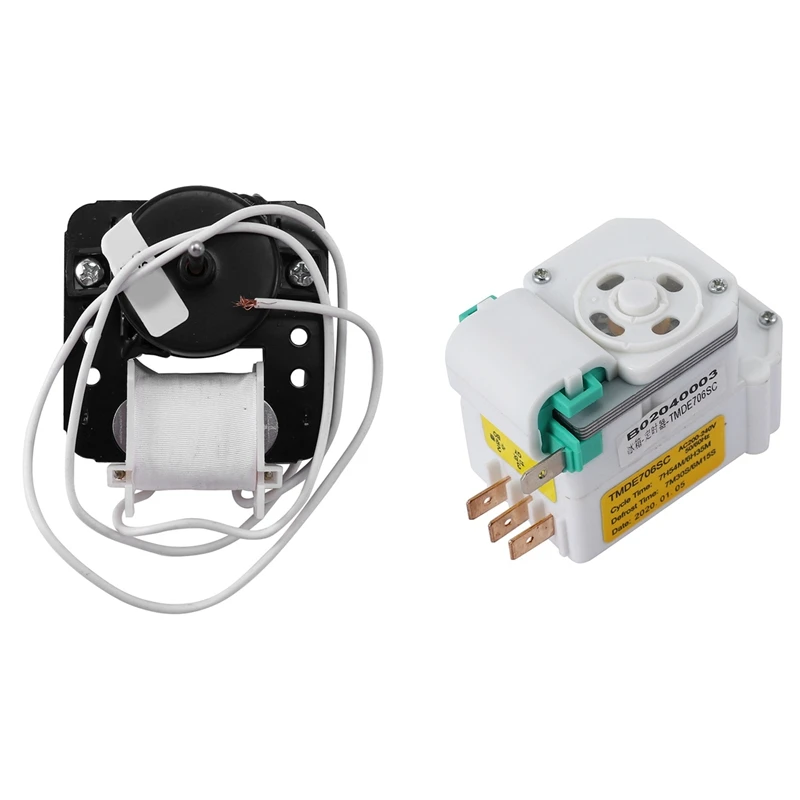

1 Pcs Mechanical Defrosting Timer For Refrigerator & 1 Pcs Refrigerator Freezer Cooling Fan Motor