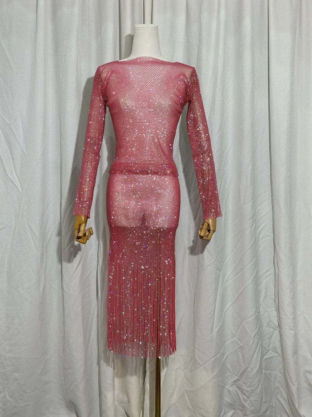 Новинка 2025 юбка-сверло для рыбной сети с бриллиантами женские костюмы футболка