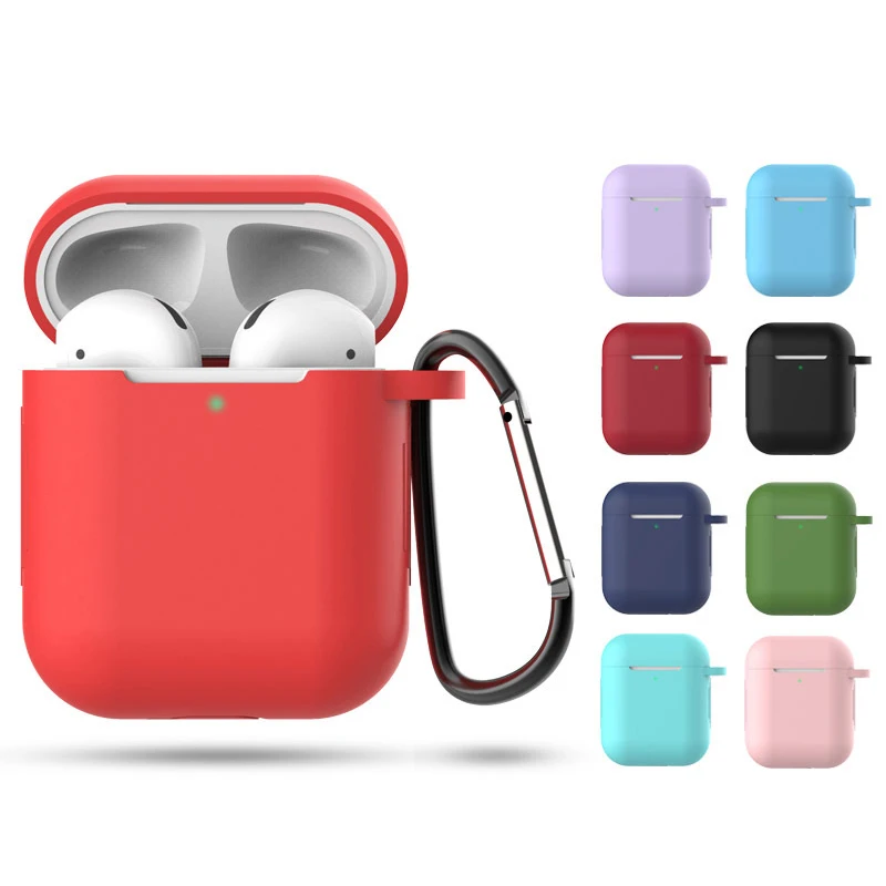 

For Apple Airpods 1 2 Wireless Bluetooth Headphone Protective Cover Simple Silicone Earphone Cases Solid Color for Airpod 1/2